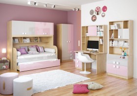 Детская комната Грэйси (Розовый/Серый/корпус Клен) в Покровске - pokrovsk.katalogmebeli.com | фото 2