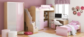 Детская комната Грэйси (Розовый/Серый/корпус Клен) в Покровске - pokrovsk.katalogmebeli.com | фото 5