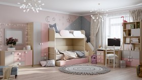 Детская комната Грэйси (Розовый/Серый/корпус Клен) в Покровске - pokrovsk.katalogmebeli.com | фото 12