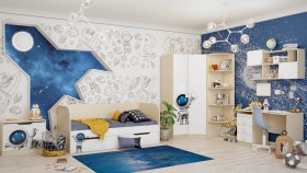 Детская комната Санни (Белый/корпус Клен) в Покровске - pokrovsk.katalogmebeli.com | фото 2