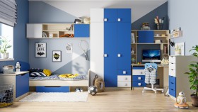 Детская комната Скай (Синий/Белый/корпус Клен) в Покровске - pokrovsk.katalogmebeli.com | фото