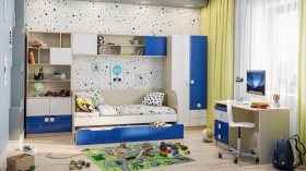 Детская комната Скай Люкс (Синий/Белый/корпус Клен) в Покровске - pokrovsk.katalogmebeli.com | фото 1