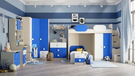 Детская комната Скай Люкс (Синий/Белый/корпус Клен) в Покровске - pokrovsk.katalogmebeli.com | фото 7