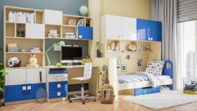 Детская комната Скай Люкс (Синий/Белый/корпус Клен) в Покровске - pokrovsk.katalogmebeli.com | фото 9