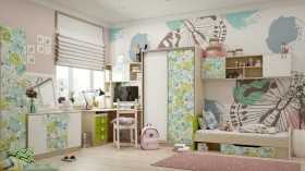 Детская комната Твит (Белый/Зеленый/корпус Клен) в Покровске - pokrovsk.katalogmebeli.com | фото