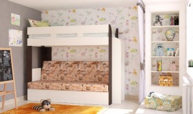 Кровать с диваном 75 Карамель Атлант (Венге Магия /Сосна Карелия/Савана) в Покровске - pokrovsk.katalogmebeli.com | фото