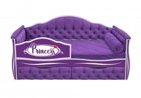 Кровать 160 серии Иллюзия 2 ящика 32 Фиолетовый (мягкие боковые накладки/подушка валик) в Покровске - pokrovsk.katalogmebeli.com | фото