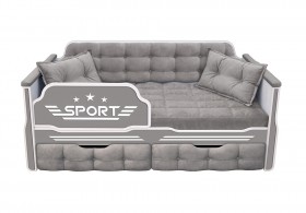 Кровать 160 серии Спорт 2 ящика 45 Серый (подушки) в Покровске - pokrovsk.katalogmebeli.com | фото