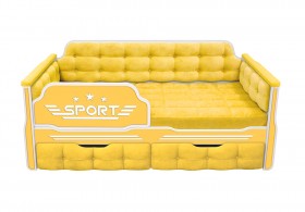 Кровать 160 серии Спорт 2 ящика 74 Жёлтый (мягкие боковые накладки) в Покровске - pokrovsk.katalogmebeli.com | фото