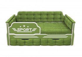 Кровать 160 серии Спорт 2 ящика 76 Зелёный (мягкие боковые накладки) в Покровске - pokrovsk.katalogmebeli.com | фото