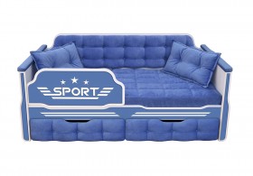 Кровать 160 серии Спорт 2 ящика 85 Синий (подушки) в Покровске - pokrovsk.katalogmebeli.com | фото