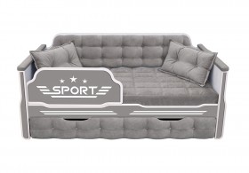 Кровать 170 серии Спорт 1 ящик 45 Серый (подушки) в Покровске - pokrovsk.katalogmebeli.com | фото