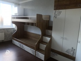 Кровать 2-х ярусная «Оксфорд» (Ривьера/Белый с рисунком) в Покровске - pokrovsk.katalogmebeli.com | фото 6