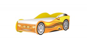 Кровать одноместная  Авто-3-2 (без матраса) с рисунком Такси Желтый в Покровске - pokrovsk.katalogmebeli.com | фото 2