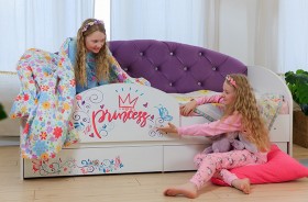 Кровать детская Эльза с бортиком Принцесса Белый/Фиолетовый в Покровске - pokrovsk.katalogmebeli.com | фото 1