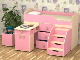 Кровать детская Фея 1.6 Дуб молочный/Розовый в Покровске - pokrovsk.katalogmebeli.com | фото 1