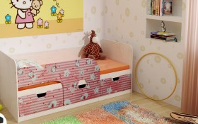 Кровать детская Минима Лего 1,86м с ящиками (дуб атланта/лиловый сад) в Покровске - pokrovsk.katalogmebeli.com | фото 4