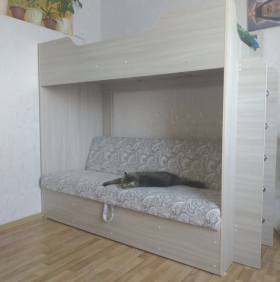 Кровать двухъярусная с диваном (Беленый дуб) в Покровске - pokrovsk.katalogmebeli.com | фото