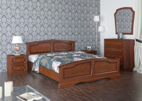 Кровать Елена из массива сосны 1200*2000 Орех в Покровске - pokrovsk.katalogmebeli.com | фото