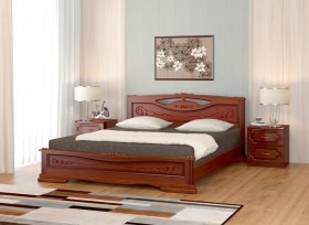 Кровать Карина-7 из массива сосны 1400*2000 Орех в Покровске - pokrovsk.katalogmebeli.com | фото 1