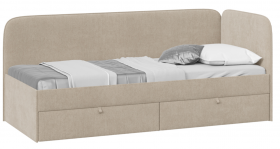 Кровать «Молли» с мягкой обивкой (900) тип 1 (Микровелюр Scandi Cream 03) в Покровске - pokrovsk.katalogmebeli.com | фото 1