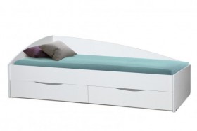 Кровать одинарная "Фея - 3" (асимметричная) (2000х900) New/(белый / белый / ДВПО белый) в Покровске - pokrovsk.katalogmebeli.com | фото 1