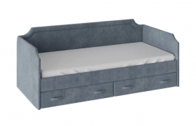 Кровать с мягкой обивкой и ящиками «Кантри» Тип 1 (900) (Замша синяя) в Покровске - pokrovsk.katalogmebeli.com | фото