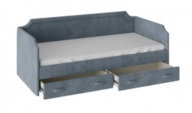 Кровать с мягкой обивкой и ящиками «Кантри» Тип 1 (900) (Замша синяя) в Покровске - pokrovsk.katalogmebeli.com | фото 2