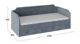 Кровать с мягкой обивкой и ящиками «Кантри» Тип 1 (900) (Замша синяя) в Покровске - pokrovsk.katalogmebeli.com | фото 3