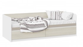 Кровать «Сканди» с 2 ящиками Дуб Гарден/Белый/Глиняный серый в Покровске - pokrovsk.katalogmebeli.com | фото 1
