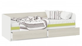 Кровать «Сканди» с 2 ящиками Дуб Гарден/Белый/Зеленый в Покровске - pokrovsk.katalogmebeli.com | фото 2