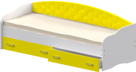 Кровать Софа-7 с мягкой спинкой (800х1900) Белый/Желтый в Покровске - pokrovsk.katalogmebeli.com | фото