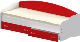 Кровать Софа-7 с мягкой спинкой (800х1900) Белый/Красный в Покровске - pokrovsk.katalogmebeli.com | фото