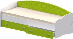 Кровать Софа-7 с мягкой спинкой (800х1900) Белый/Лайм в Покровске - pokrovsk.katalogmebeli.com | фото