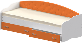 Кровать Софа-7 с мягкой спинкой (800х1900) Белый/Оранжевый в Покровске - pokrovsk.katalogmebeli.com | фото