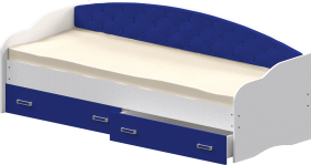 Кровать Софа-7 с мягкой спинкой (800х1900) Белый/Синий в Покровске - pokrovsk.katalogmebeli.com | фото 1