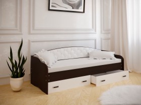 Кровать Софа-7 с мягкой спинкой (800х1900) Венге/ Белый в Покровске - pokrovsk.katalogmebeli.com | фото 1