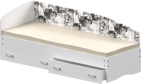Кровать Софа-9 с мягкой спинкой с рисунком Милана (900х1900) Белый в Покровске - pokrovsk.katalogmebeli.com | фото 1