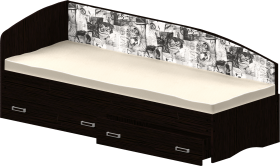 Кровать Софа-9 с мягкой спинкой с рисунком Милана (900х1900) Венге в Покровске - pokrovsk.katalogmebeli.com | фото 1