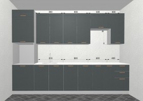 Кухня Квадро 3,2 м (высокие модули/Железо/Серый) в Покровске - pokrovsk.katalogmebeli.com | фото 3