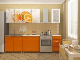 Кухонный гарнитур 1,8м Апельсин (Белый/Оранжевый металлик/Фотопечать апельсин) в Покровске - pokrovsk.katalogmebeli.com | фото 1