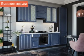 Кухня Ницца высокие модули (Дуб чернильный/корпус венге) в Покровске - pokrovsk.katalogmebeli.com | фото