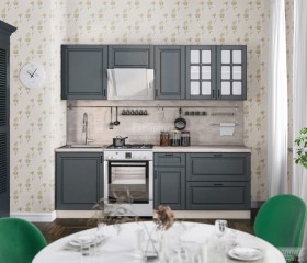 Кухня Регина 24 2,4 м (Серый матовый/Белый) в Покровске - pokrovsk.katalogmebeli.com | фото