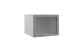 Квадро ГВПГС 600 шкаф верхний горизонтальный глубокий со стеклом высокий (Белый софт/корпус Серый) в Покровске - pokrovsk.katalogmebeli.com | фото