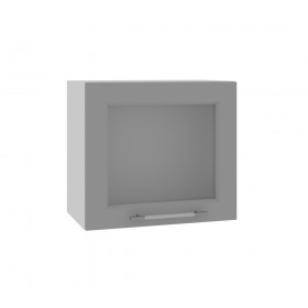 Квадро ВПГС 500 шкаф верхний горизонтальный со стеклом высокий (Белый софт/корпус Серый) в Покровске - pokrovsk.katalogmebeli.com | фото