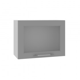 Квадро ВПГС 600 шкаф верхний горизонтальный со стеклом высокий (Белый софт/корпус Серый) в Покровске - pokrovsk.katalogmebeli.com | фото