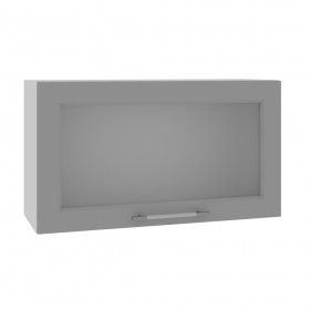 Квадро ВПГС 800 шкаф верхний горизонтальный со стеклом высокий (Белый софт/корпус Серый) в Покровске - pokrovsk.katalogmebeli.com | фото