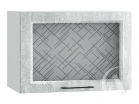 Либерти Шкаф верхний горизонтальный со стеклом ШВГС 609 (Холст грей/корпус белый) в Покровске - pokrovsk.katalogmebeli.com | фото