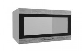 Лофт ВПГСФ 800 шкаф верхний горизонтальный со стеклом высокий с фотопечатью (Дуб майский/корпус Серый) в Покровске - pokrovsk.katalogmebeli.com | фото
