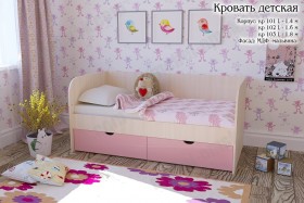 Мальвина Кровать детская 2 ящика 1.6 Розовыйй глянец в Покровске - pokrovsk.katalogmebeli.com | фото
